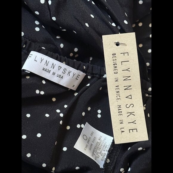 New Flynn Skye Jumpsuit Small Black Polka Dot Halter Neck Flare Lightweight - Picture 9 of 9